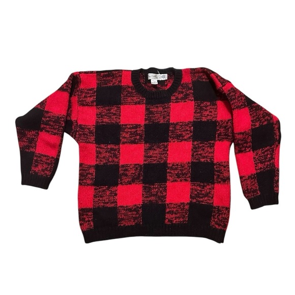 GAP Sweaters - Gap Vintage Red & Black 100% Wool Buffalo Check Sweater | Cozy Heritage | S